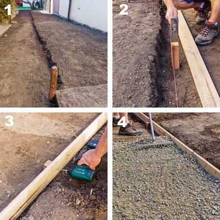 design make create lay decorative gravel and paver path walkway