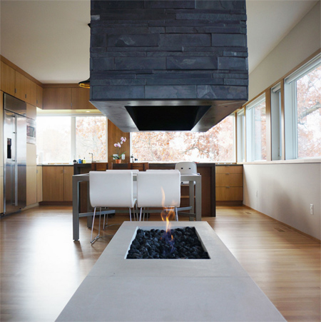 a house at home with the landscape open plan dining