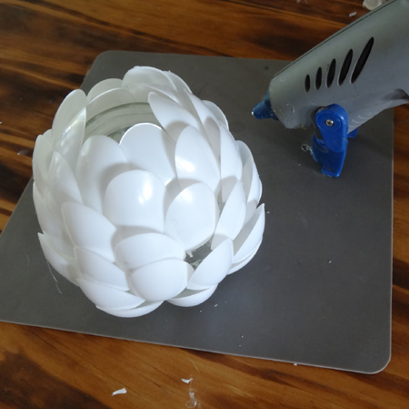 Recycled plastic spoon Protea vases craft ideas