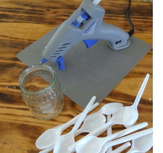 Recycled plastic spoon Protea vases craft ideas