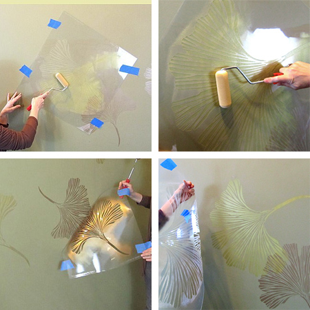 Metallic or Pearl stencil design on walls 