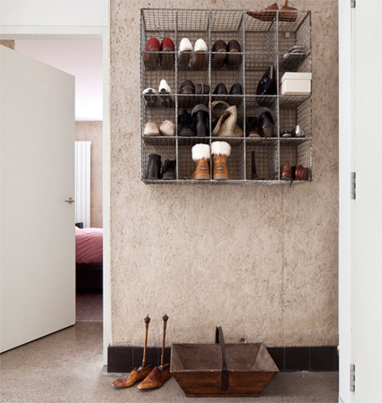 Shoe storage ideas recycled wire mesh basket