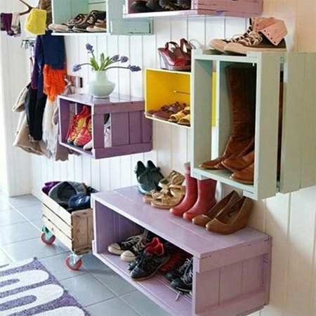 Shoe storage ideas reclaimed crates boxes