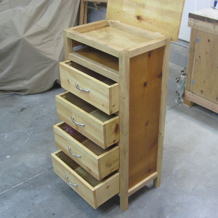 Reclaimed and recycled wood linen drawers 
