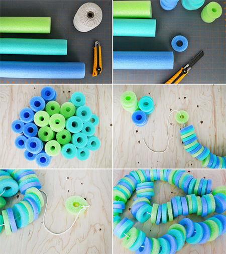 Get crafty with pool noodles and make a colourful garland 