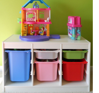 Affordable makeover for a little girl's bedroom toy storage ideas caddy for plastic bins