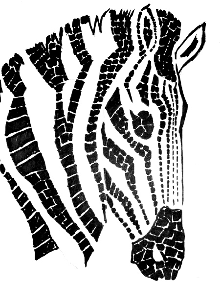 Use leftover tiles to make a mosaic tabletop zebra mosaic design