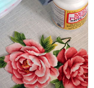 chinese paper lantern decoupage cut out fabric flowers