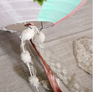 chinese paper lantern decoupage cut out fabric flowers