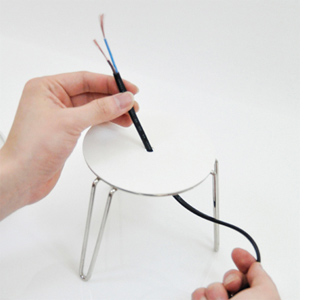 Table lamp from rope and plastic