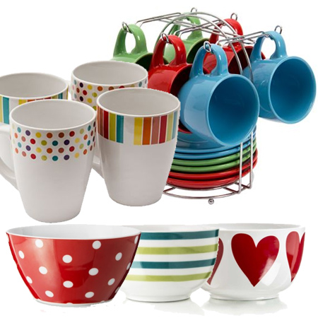 Colourful ideas for a casual eat-in kitchen colourful cups saucers bowls plates