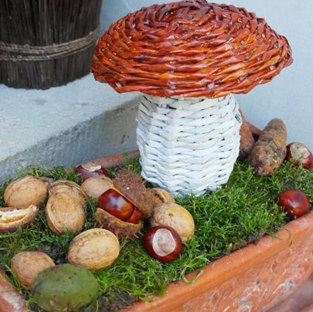 newspaper paper weave decorative toadstool