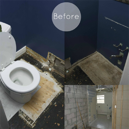 Guest bathroom with coastal style before