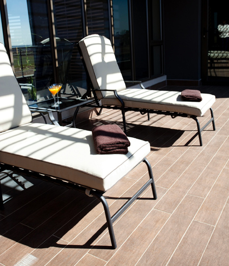 Tile indoors and outdoors for a seamless flow