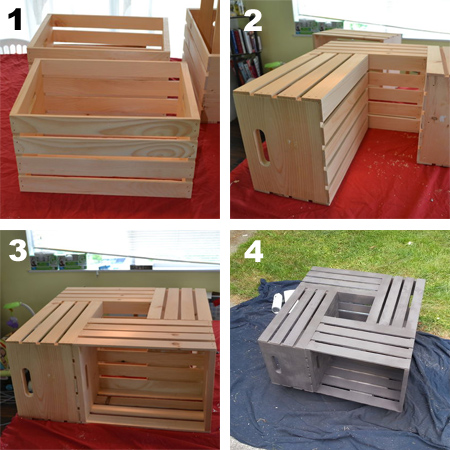 Make a coffee table using crates reclaimed wood recycled crate