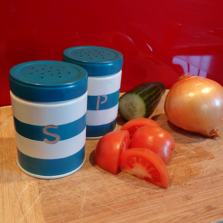 baking powder tins cans recycled into salt and pepper shakers