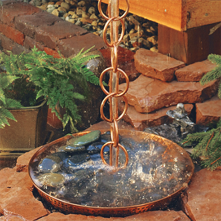 copper bowl garden rain chain