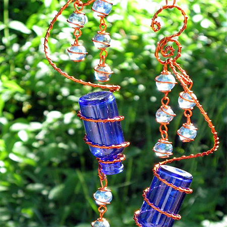 copper pipe recycled bottles glass marbles suncatcher
