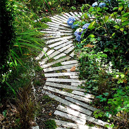 Reclaimed timber and wood pallet paths and walkways