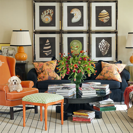 decorate bold bright colour with spray painted accessories