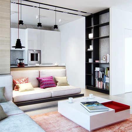 how to make small apartment flat townhouse house seem appear larger diy built in furniture shelves