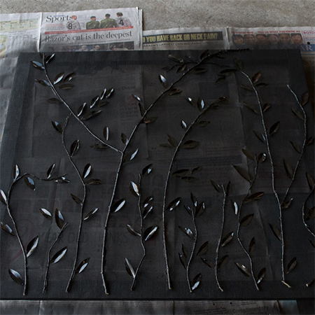 spray the front panel of the firescreen with rust-Oleum 2X satin canyon black