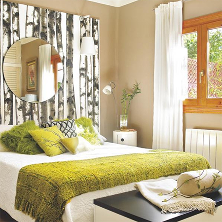 how to decorate warm comfortable cosy bedroom green