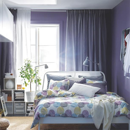 how to decorate warm comfortable cosy bedroom lilac