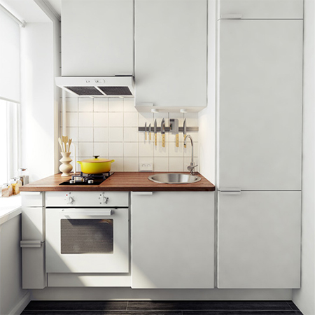 how to make small apartment flat townhouse house seem appear larger mount kitchen cabinets on walls