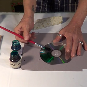 recycle cds into mosaic picture frames