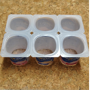 Drawer dividers with yoghurt cups 