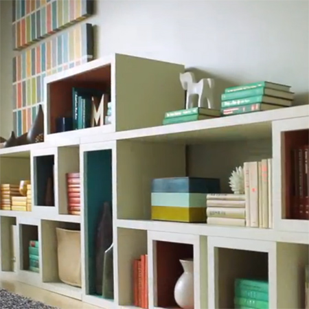 modular storage shelves using PG Bison 16mm supawood, PAR pine and masonite backing board. splash of colour with Plascon paint or Rust-Oleum 2X spray paint