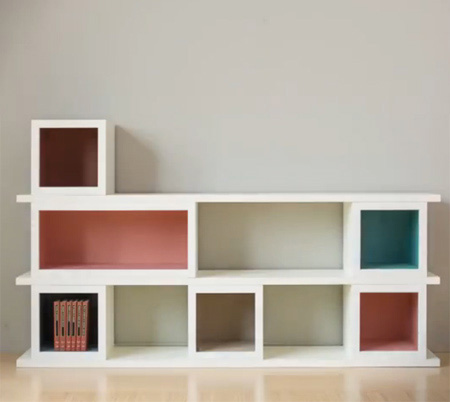 modular storage shelves using  16mm supawood, PAR pine and masonite board. splash of colour with Plascon paint or Rust-Oleum 2X spray paint