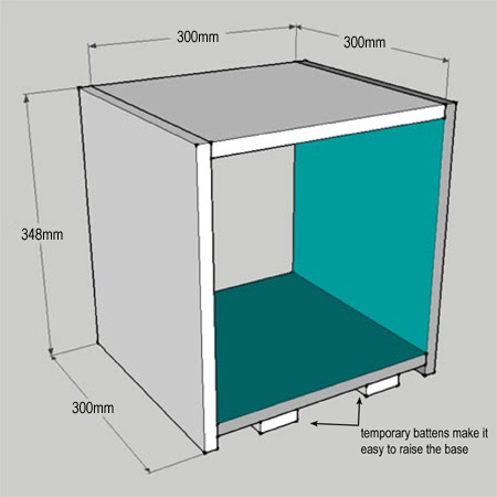 modular storage shelves using PG Bison 16mm supawood, PAR pine and masonite backing board. splash of colour with Plascon paint or Rust-Oleum 2X spray paint