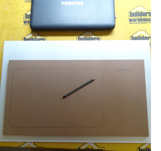 DIY laptop stand or laptop lap tray use laptop as template