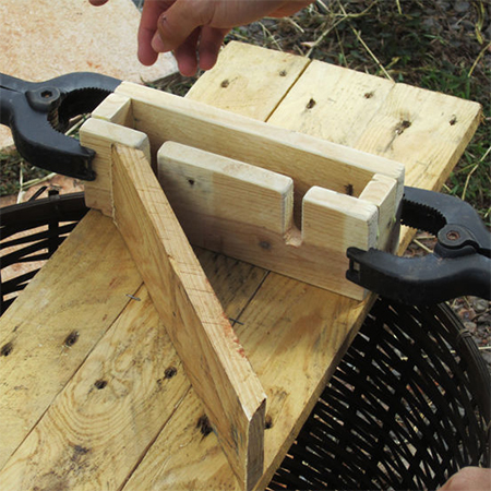 cut strip for wine bottle in reclaimed wood wine rack