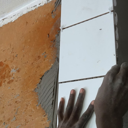 diy tiling kitchen placing white tiles on wall place tile on adhesive