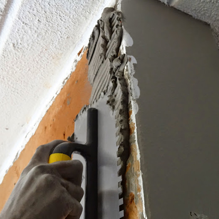diy tiling kitchen placing white tiles on wall spread tile adhesive