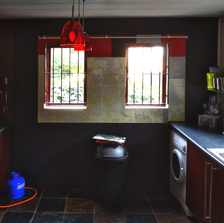 vinyl tiles on kitchen wall