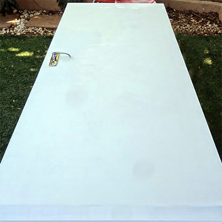 paint the door with paintbrush and foam roller or bosch pfs spray system