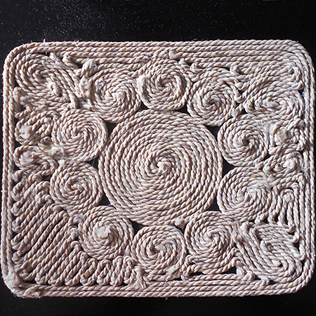 turn mouse pad into place mats with hot glue and rope or jute