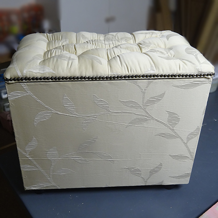 cheats way to make a diamond tufted upholstered ottoman