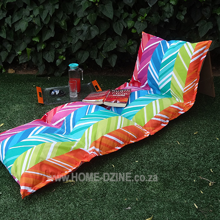 easy colourful outdoor sun lounger with adjustable head rest