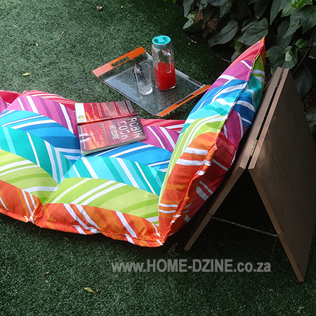 easy colourful outdoor sun lounger with adjustable head rest