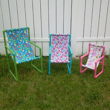 instructions for making a small, medium or large PVC pipe kiddies chair.