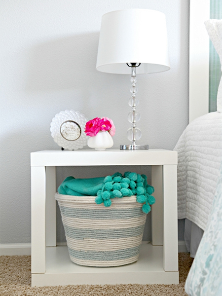 use cotton rope to wrap plastic bins and boxes, and many other items, to create inexpensive and practical storage