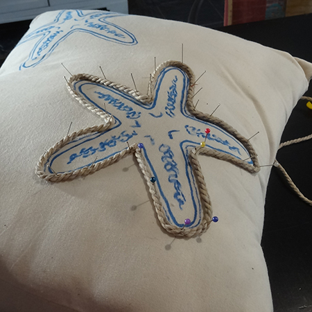 Making upholstered cushions for outdoor sofa rope border