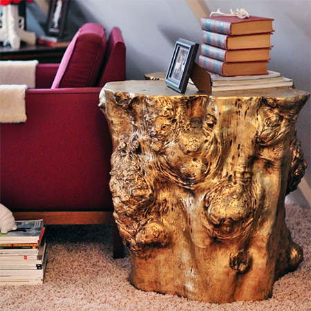 gold tree stump coffee table ideas