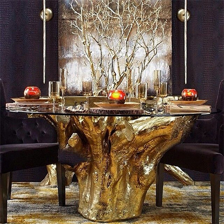 Tree Dining Room Table 46 Amazing, Cmi Ledo Round Glass Dining Table With Palm Tree Pedestal Base