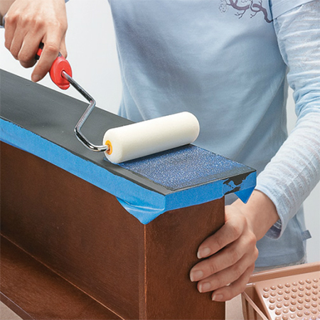 Use metallic foil to add a touch of glam to furniture